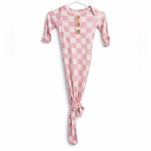 Suzel Bamboo Knotted Sleep Gown Pink Checkered 0–3 Months